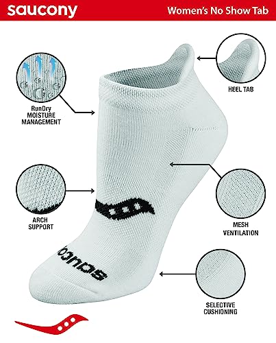 Saucony Women's Multipack Performance Heel Tab Athletic Socks, Basic White (8 Pairs), Medium #TOP1