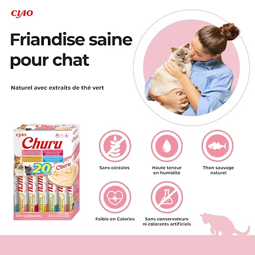 INABA Churu - Friandises pour Chats en Purée aux 4 Saveurs de Fruits de Mer - Délicieux Snacks pour Félins - Texture Lisse et Onctueuse - Nourriture pour Chats - 20 Tubes x 14g - Image 7