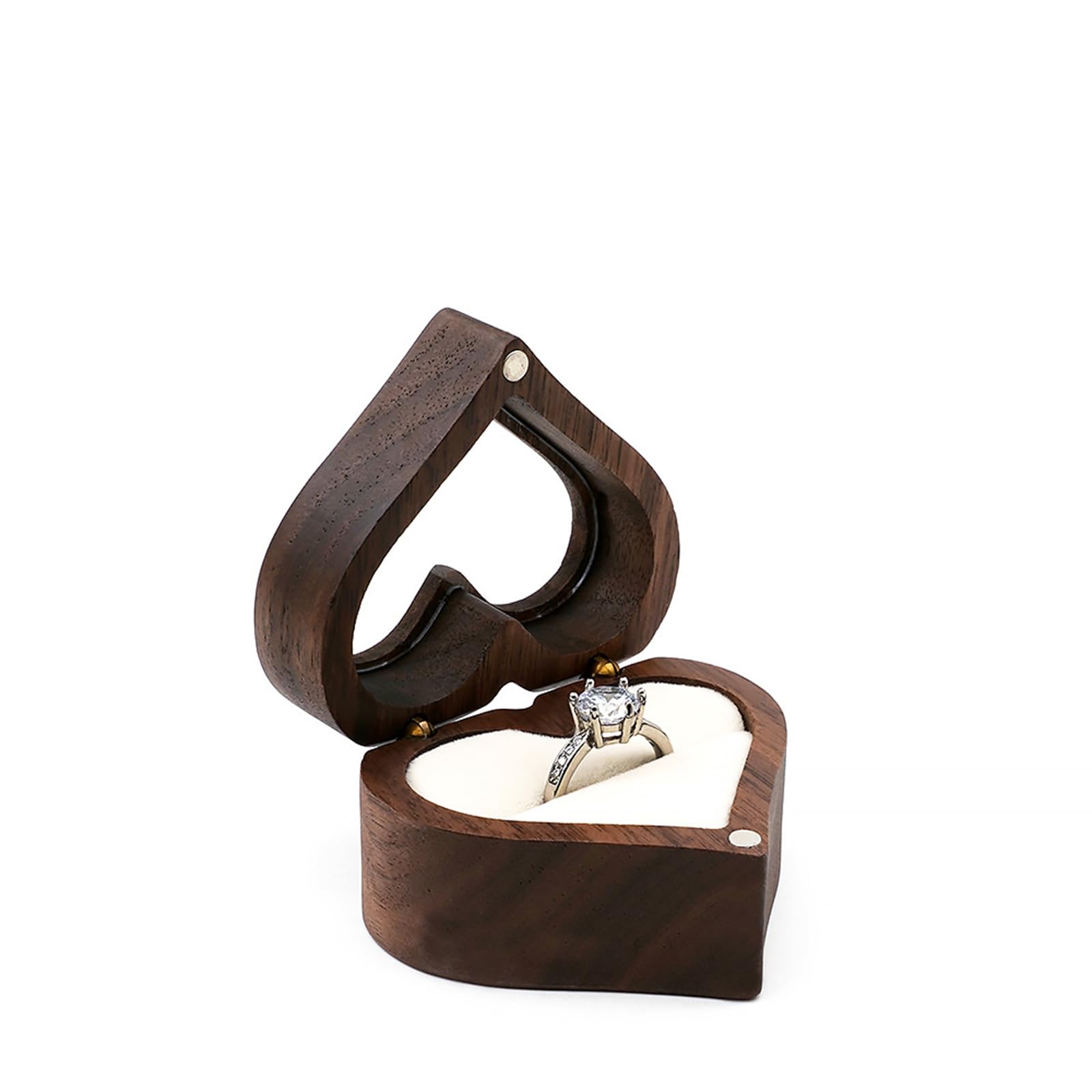 Portagioie da donna di lusso in legno a forma di cuore - Piccolo anello | Organizzatore di collane per orecchini, regalo ricordo di proposta romantica, fidanzamento, matrimonio
