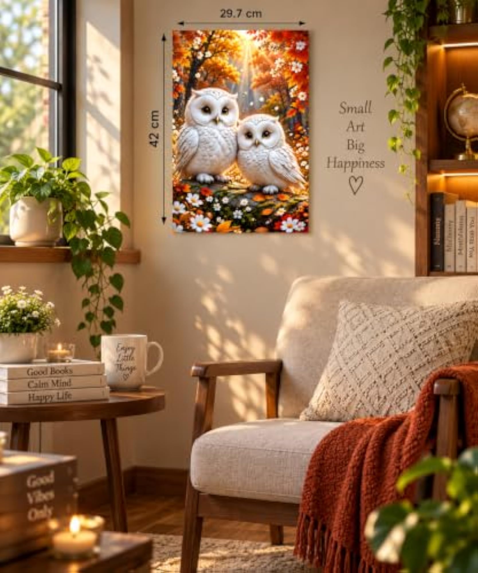 Cute White Owl Wall Poster, Nature Forest Decor