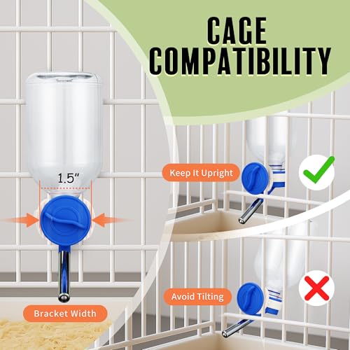Image of Choco Nose No-Drip Water Bottle Feeder for Guinea Pigs, Hamsters, Bunnies, Ferrets, & Small Pets, 10.2 fl.oz, 300ml - Easy to Install in Cages /Crates, US Patented Leakproof Nozzle 10mm, Blue (C128)