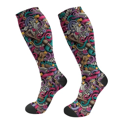 Colorful Roller Skates Socks For Women & Men Support Circulation For Nurse, Travel, Flight