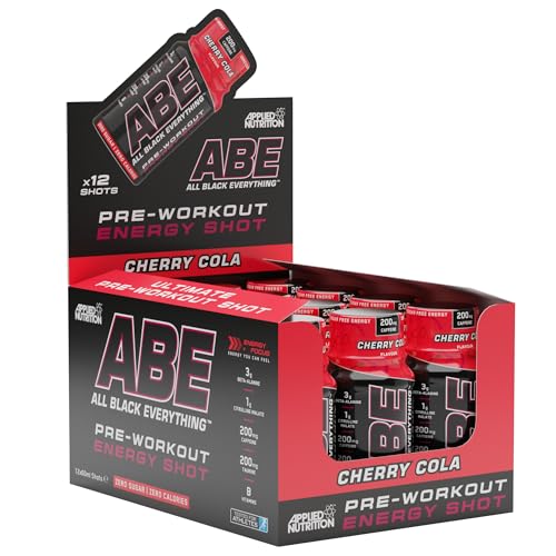 Applied Nutrition ABE Pre Workout Shot - All Black Everything Pre Workout Energy Shots Physical Performance with Citrulline Beta Alanine Caffeine (Box 12 Units x 60ml) (Cherry Cola)