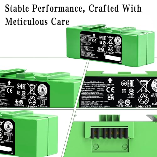 Image of 86.40Wh ABL-F for iRobot Battery Compatible with iRobot Roomba j7 j7+ i8 i8+ j5 j5+ e5 e6 i3 i3+ i4 i5 i6 i7 i7+ 7150 7156 7158 7550 7558 3150 3550 3556 e5152 e5154 e5158 6198 e6198 Series green