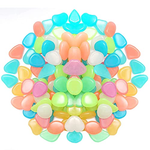 luou 200 Piezas Piedra Luminosa coloridos,Piedras Luminosas Jardín Guijarros Fluorescentes Piedra de Guijarros Decorativos,para Acuario, Jardín,decoración de pasillos al Aire Libre, multicolor Cover