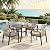 5 Pieces Patio Dining Set, 4 x Woven Rattan Chairs with Waterproof Cushion, 42” Metal Round Dining Table with Umbrella Hole, Outdoor Table and Chairs Set for Backyard Lawn and Deck, Beige