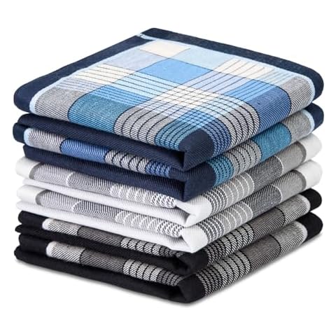 Men's Soft Cotton Handkerchiefs with Elegant Pattern in Assorted Color, Fine 17 inches Large Hankies Pocket Square Cover