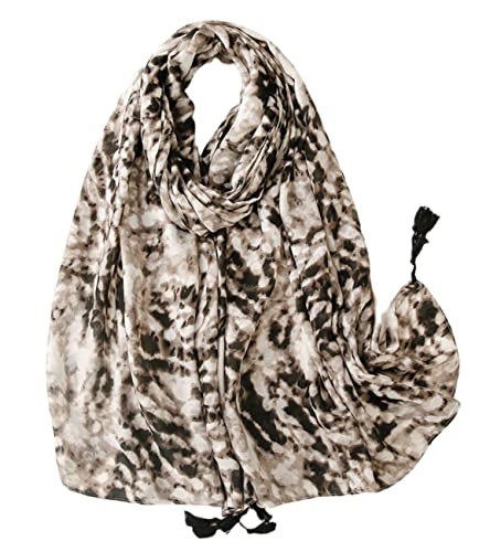 FAIRYGATE Schal Leopardenmuster Damen Schwarz Schal Damen Tuch Schals & Tücher für Mädchen Polyster Damenhalstuch Halstuch 7008