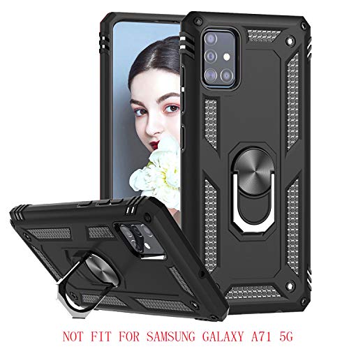 LeYi für Samsung Galaxy A71 Hülle,360 Grad Ring Halter Handy Hüllen Cover Magnetische Bumper Schutzhülle für Case Samsung Galaxy A71 Handyhülle Schwarz