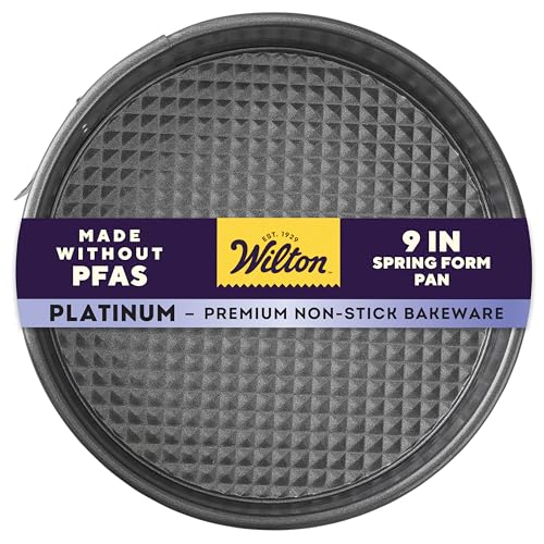 Wilton Platinum Non-Stick 9 Inch Springform Cheesecake Pan, Stainless Steel Bakeware, Made Without PFAS, Packaging May Vary