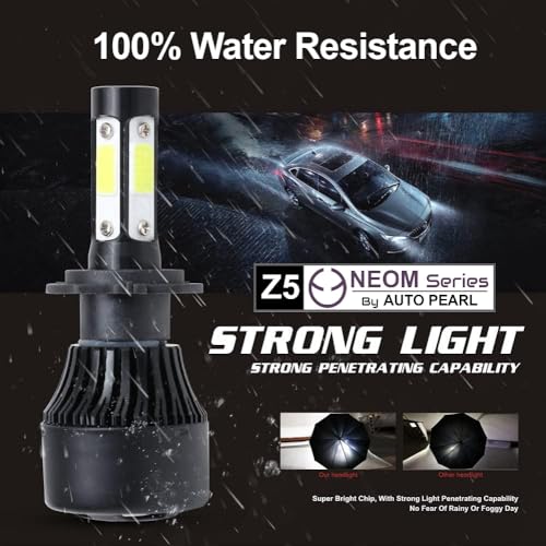 Image of Auto Pearl H7 LED-Headlight Bulb for Car 80W 3500LM 6000K, White (H7 Car LED-Headlights Bulb), Pack of 2