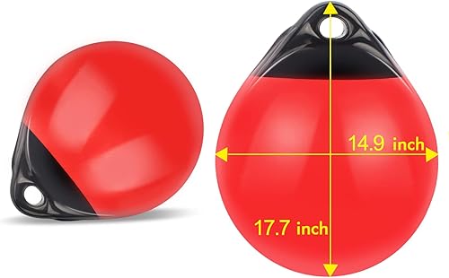 Miniatura 15 de Par de boyas de amarre de lanchas, de vinilo inflable de grado marino, bola de defensas de lancha, parachoques de barco para acoplamiento, Rojo