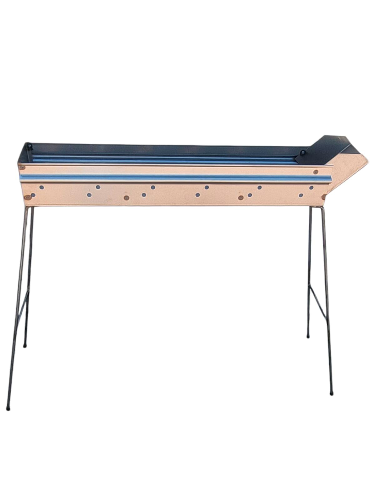Canaletta Arrosticini Empotec Fornacella a Carbone Cottura Carne Spiedini, Gambe Pieghevoli, Ottimo Materiale Qualità Lunghezza 80cm Colore Grigio Grill BBQ Barbecue Abruzzo MADE IN ITALY