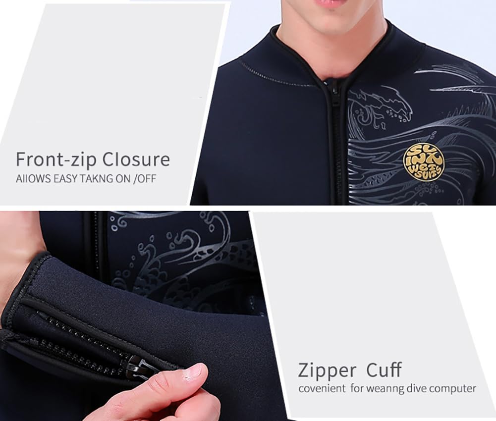 LEIDIMUS Top Muta in Neoprene da 5Mm per Uomini e Donne, Giacca da Immersione in Neoprene Ultra Elastico e Calda, Giacca Muta a Maniche Lunghe per L'Acqua Fredda, Lo Snorkeling E Il Surf