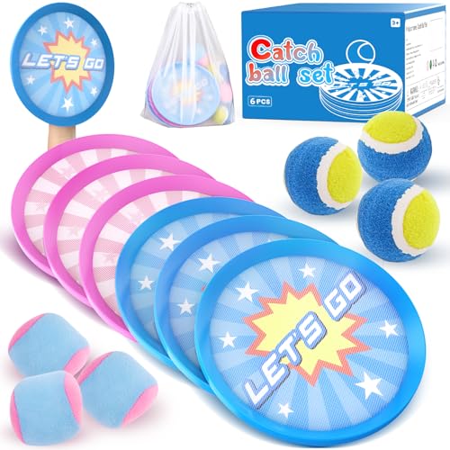 6Pcs Catch Ball Game Outdoor Toys for Kids Games Beach Toy Pool Toy Outdoor Yard Games, Summer Toys Birthday Gifts for 3 4 5 6 7 8 9 10 Year Old Boys Girls