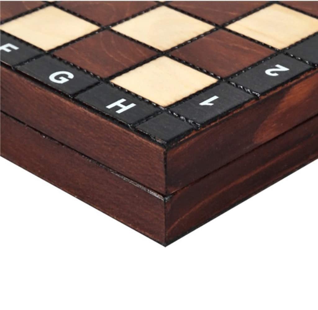 Schachset 10-Zoll-Schach-Brettspiel Aus Holz, Schachspiel, Tragbares Zusammenklappbares Schachbrett, Handgefertigte Schachfiguren Massivholz Für Familienaktivitäten