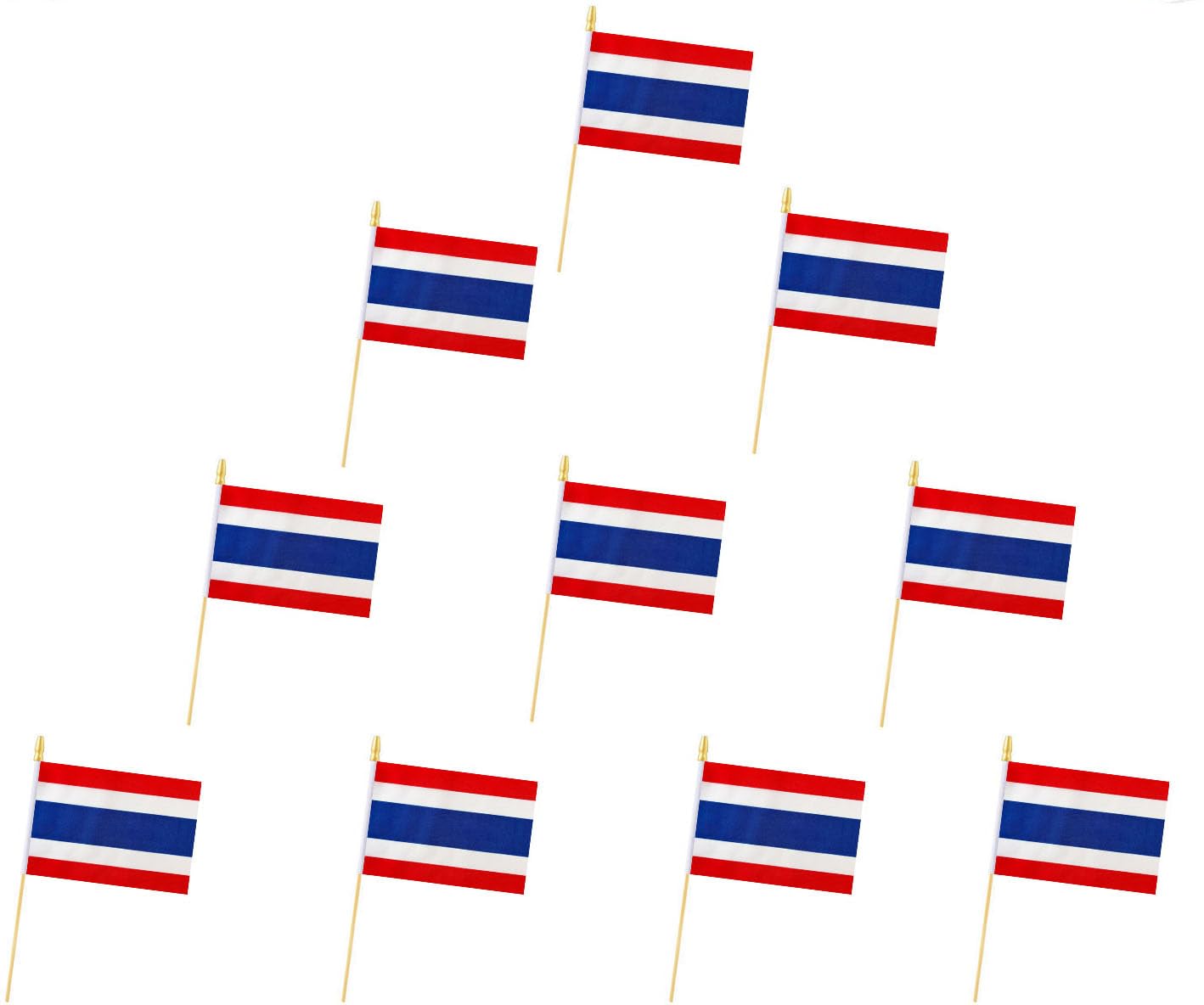 10 Pack Thailand Flags - Handheld Flag- Desktop Flag-5x8 In, Thailand Mini Flag,Safety Ball Top. Suitable For Party Decorations, Store Displays, Bar Decorations And National Day Parades. (Thailand)