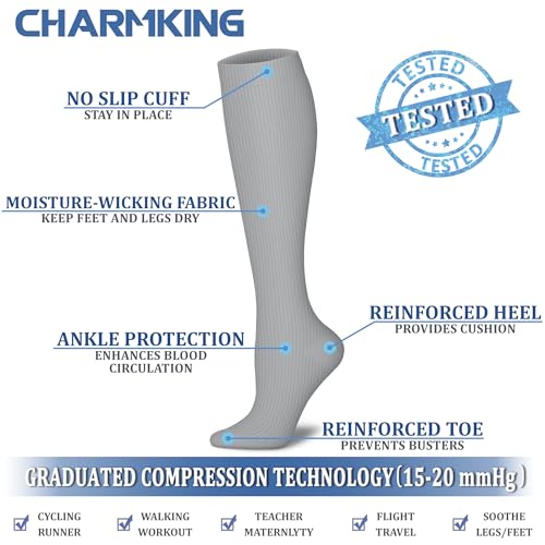 Image of Compression Socks (7 Pairs), 15-20 mmhg is BEST Graduated Athletic & Medical for Men & Women, Running, Flight, Travel, Nurses, Pregnant - Boost Performance, Blood Circulation