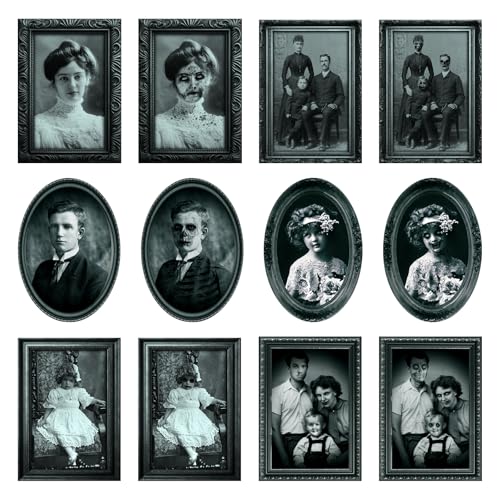 Benjia 6 Stück Halloween 3D Dekoration Gothic Horror Bilderrahmen Portrait, wasserfest, gruselige Halloween Wanddekoration für Haunted Mansion Schloss Maskerade Party