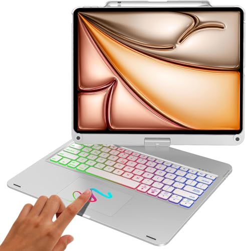 iPad Pro 13 インチ キーボード付きケース M5 2025 M4 2024 iPad Pro 13 キーボードケース 高精度タッチパッド付き ホワイト