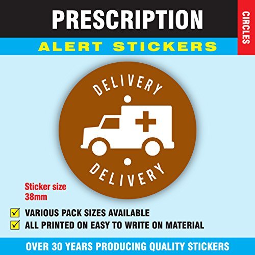 1,000 Prescription Alert Stickers - Supplied on a roll (Brown Delivery)