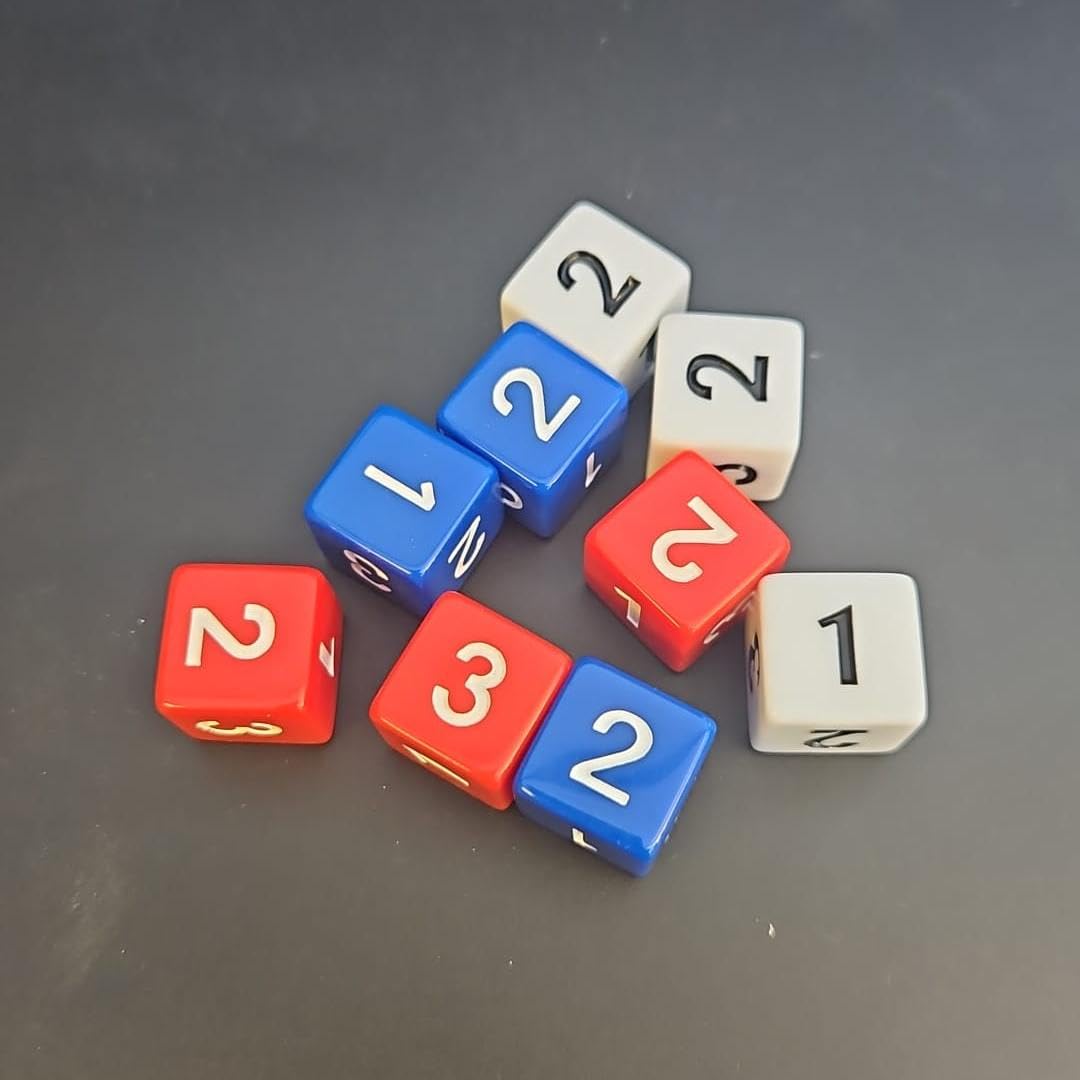 16mm Square edge D3 Dice for Fantasy, Sci-Fi Tabletop gaming KOW, AOS or 40k e.t.c.. (10, Mixed)