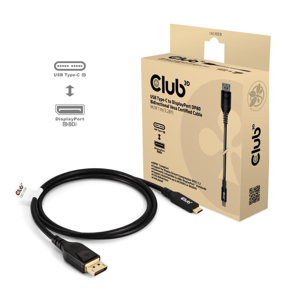 CLUB3D CAC-1561 Cavo DisplayPort 2 m Mini DisplayPort USB Tipo-C Nero