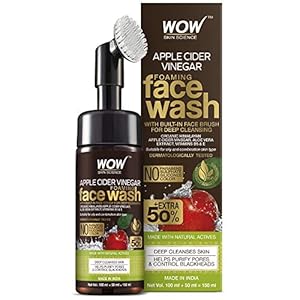 WOW Skin Science Apple Cider Vinegar Foaming Face Wash | Built in Brush for Deep Cleansing | For Oily Skin | Fresh, Clear Skin | Acne | Paraben & Sulphates Free | Face Wash for Women & Men | 150 ml