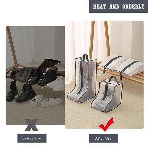 Fazhongfa Travel Bags for Luggage Packing, Clear Stackable Storage Dust Waterproof Shoe Bags in Closet 2 Set Hanging Bags (Clear Gray-Thigh Boot)3