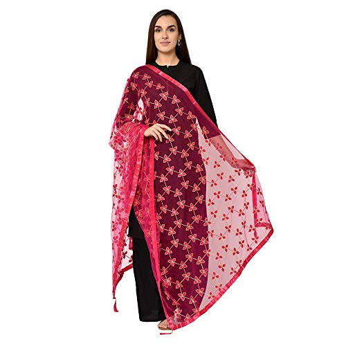 Sai Fashion Dupatta en soie douce crussed pour les femmes/impression de feuille d'or/Tasells sur la frontière Cover
