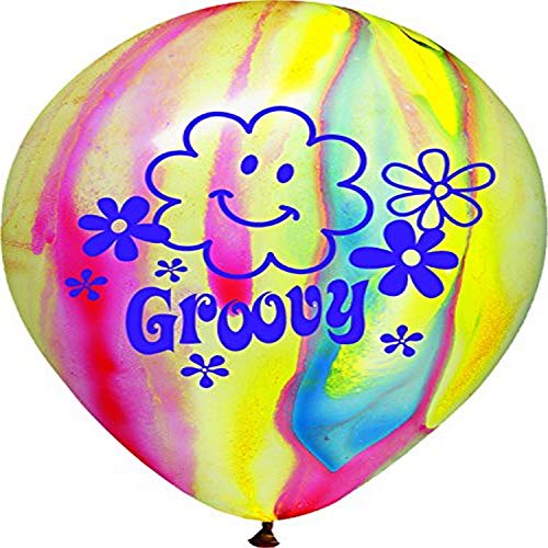 PartyMate Tye-Dye Printed Latex Balloons, 12-Inch Round, 8-Count, Groovy, 8 CT