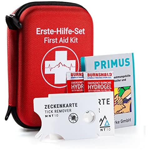 MNT10 Notfall Erste Hilfe Set Outdoor I Inhalt aus Deutschland nach DIN 13167 | First Aid Kit + Zeckenkarte + Beatmungshilfe I Mini Erste Hilfe Set für Kinder Cover