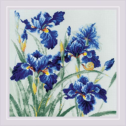 RIOLIS - Blue Irises 2102, Cross Stitch Kits 11¾
