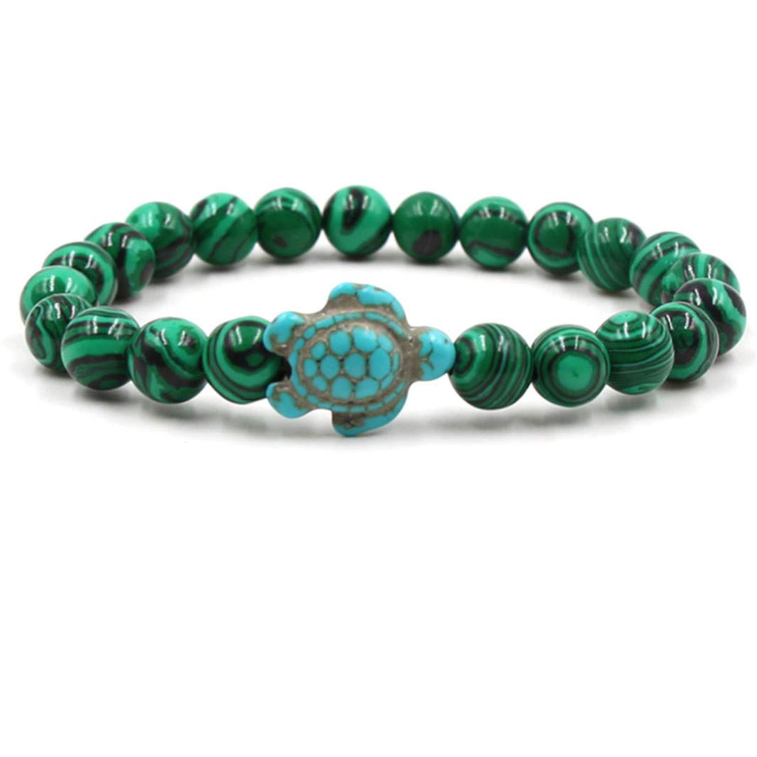 Sperrins Turquoise Bracelet, Turtle Bracelet, Nature Stone Yoga Beads Bracelets, Elastic Rope Adjust Bracelets For Best Friend Couple Lover Girls