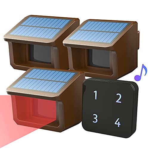 Sistema de Alarma de Calzada   Alarma Solar Inalámbrica de calzada de Amplio Alcance de 800M Sensor y Detector de Movimiento   Sistema de Alerta de Seguridad   1 Receptor y 3 sensores