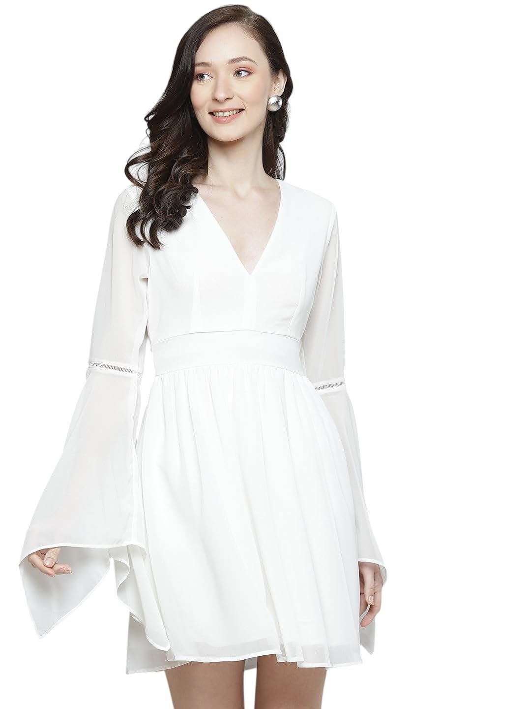 Women's Georgette Knee-Length Skater Dress-image-49