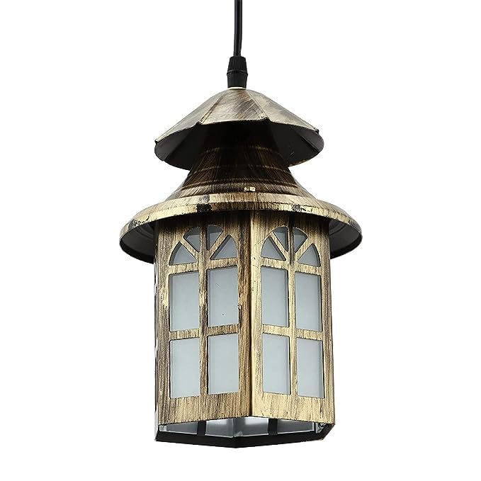 Image of GreyWings Copper Antique Hanging Light & Pendant Light for Home Iron & Glass Vintage Ceiling Lamp with Decorative (Bulb is not Included) Pack of 3