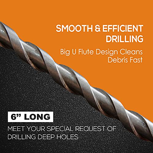 Augtouf Hex Shank Masonry Drill Bit Set 6 Pcs (5/32''-3/8''), Multi-Function Concrete Drill Bit Set With Carbide Tip For Tile, Glass, Stucco, Cement, Brick And More! #TOP4