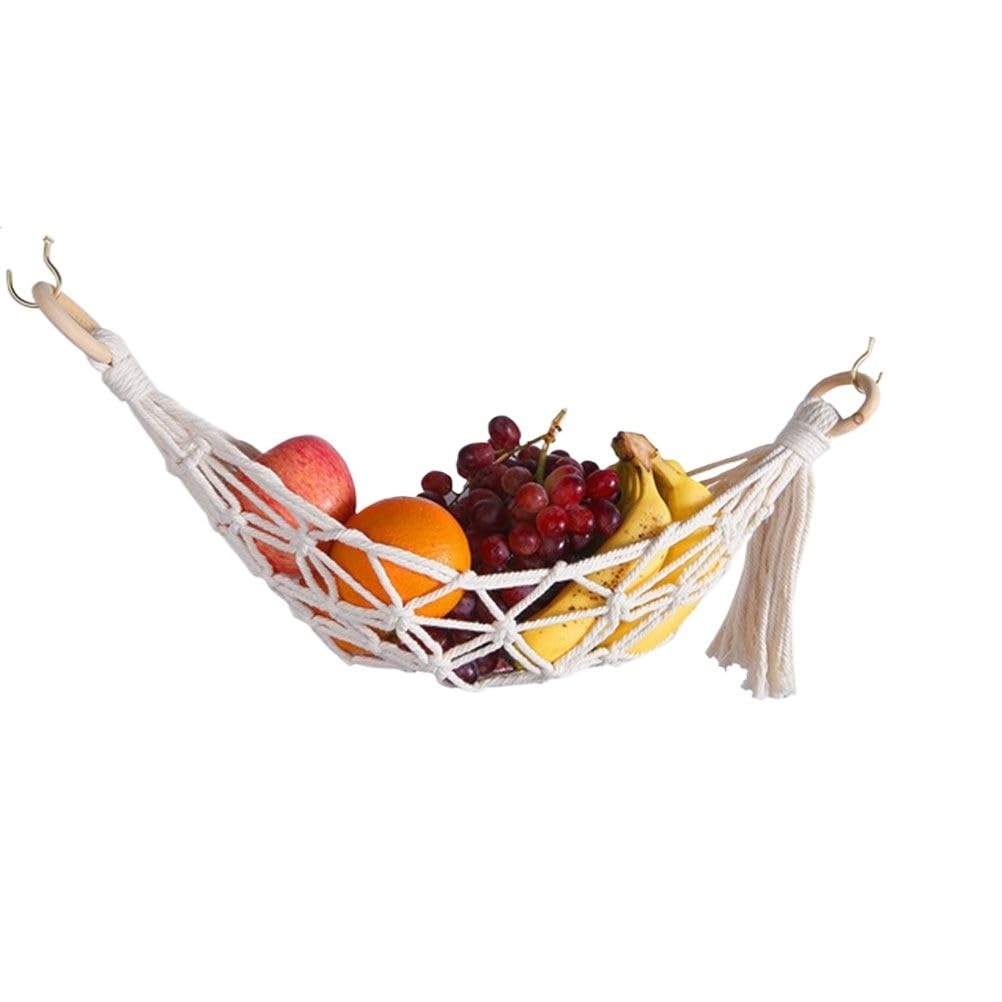 Shungong Woven Fruit Hammock Set Under Cabinet Hanging Storage For Bananas Veggies