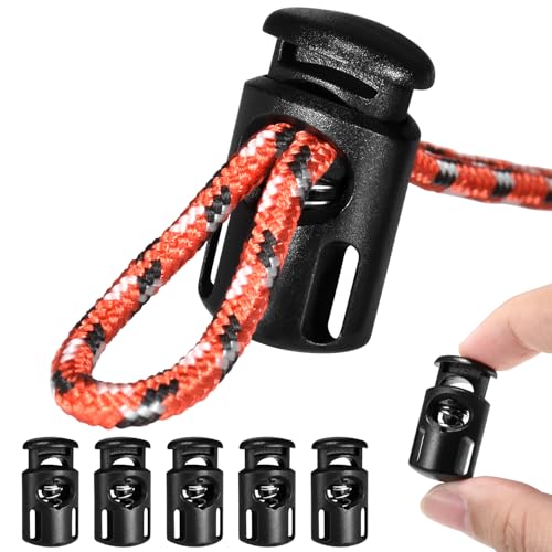 10pcs Paracord Cord Locks for Drawstring Plastic Cord Lock Toggle for Drawstrings Spring Stopper Clasp Elastic Shoe Lace Tie Locks Sweatpants Hoodie String Ends Bungee Gloves String Clips Replacement