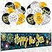 HOWAF Happy New Year Yard Sign Banner with Balloons, Firework Happy New Year Fence Banner with New Year Latex Balloons for Happy New Year Decorations 2024, New Years Eve Party Supplies Banner Set