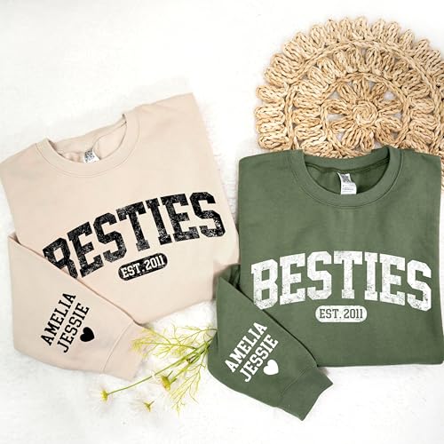 IZI POD Personalized Besties Shirt, Custom Gift for Sister Women Best Friend Sweatshirts, Besties Shirt, Gift For Birthday2