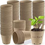 102 Pots de tourbe pour semis, 3.15 Inch Pot de plantation biodégradable pour semis, pots de démarrage de semences de plantes de jardin avec puits de drainage pot de tourbe pour fleur de légumes biologiques, bonus 50 Étiquettes végétales