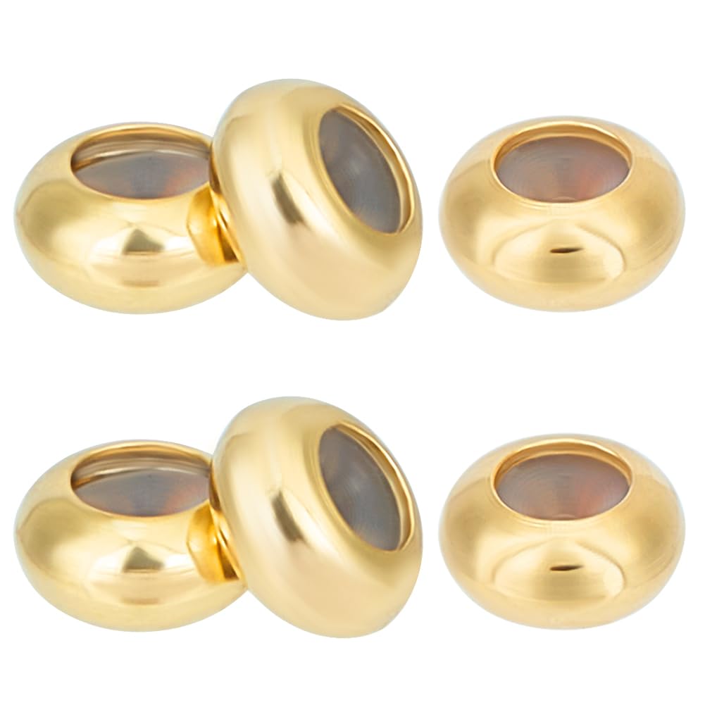 Beebeecraft 40Pcs Round Spacer Beads 24K Gold Plated 5mm Stopper Beads Slider with Rubber Inside