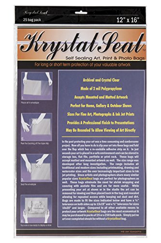 Image of Creative Mark Krystal Seal ATC Art and Photo Bags - Archival Polyethylene Sealing Bags for Paintings, Artwork and Photo Storage - 12 x 16- Pack of 25