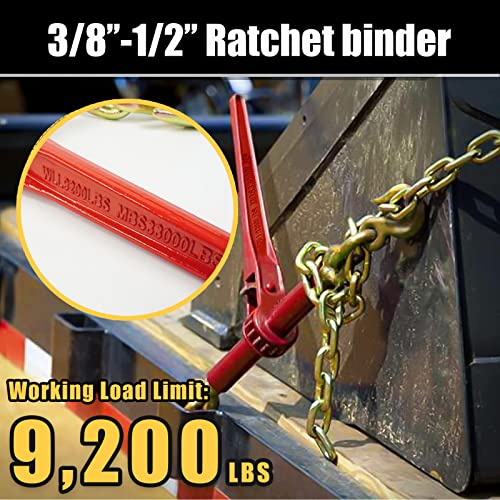 Image of 3 /8-1 /2 inch Ratchet Load Binder G70 9200Lbs for Flatbed Trailer, 4Pk | Drop forged carbon steel,9200lbs load, grab /slip hooks,zinc-dichromate rust-proof,secures cargo on flatbed /truck /trailer,4pk