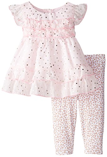 Youngland baby-girls Chiffon Top to Dotted Legging Set