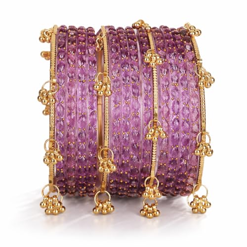 Image of Shining Diva Fashion 16 Pcs Trendy Stylish Glass & Kashmiri Ghungroo Bangles Set for Women & Girls | Traditional Festive Wedding Party Jewellery