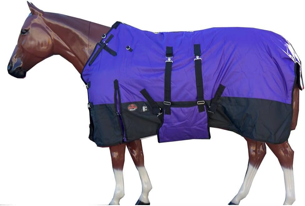 HILASON 1200D Winter Waterproof Poly Horse Turnout Blanket Belly Wrap Purple | 82 in