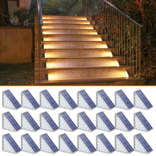 Image of NIORSUN Outdoor Step Light,24 Pack Warm White Solar Stair Lights Outdoor Waterproof IP67 Auto On Off,Solar Lights for Steps,Stair,Patio,Yard,Porch,Front Door,Sidewalk,Deck Decor